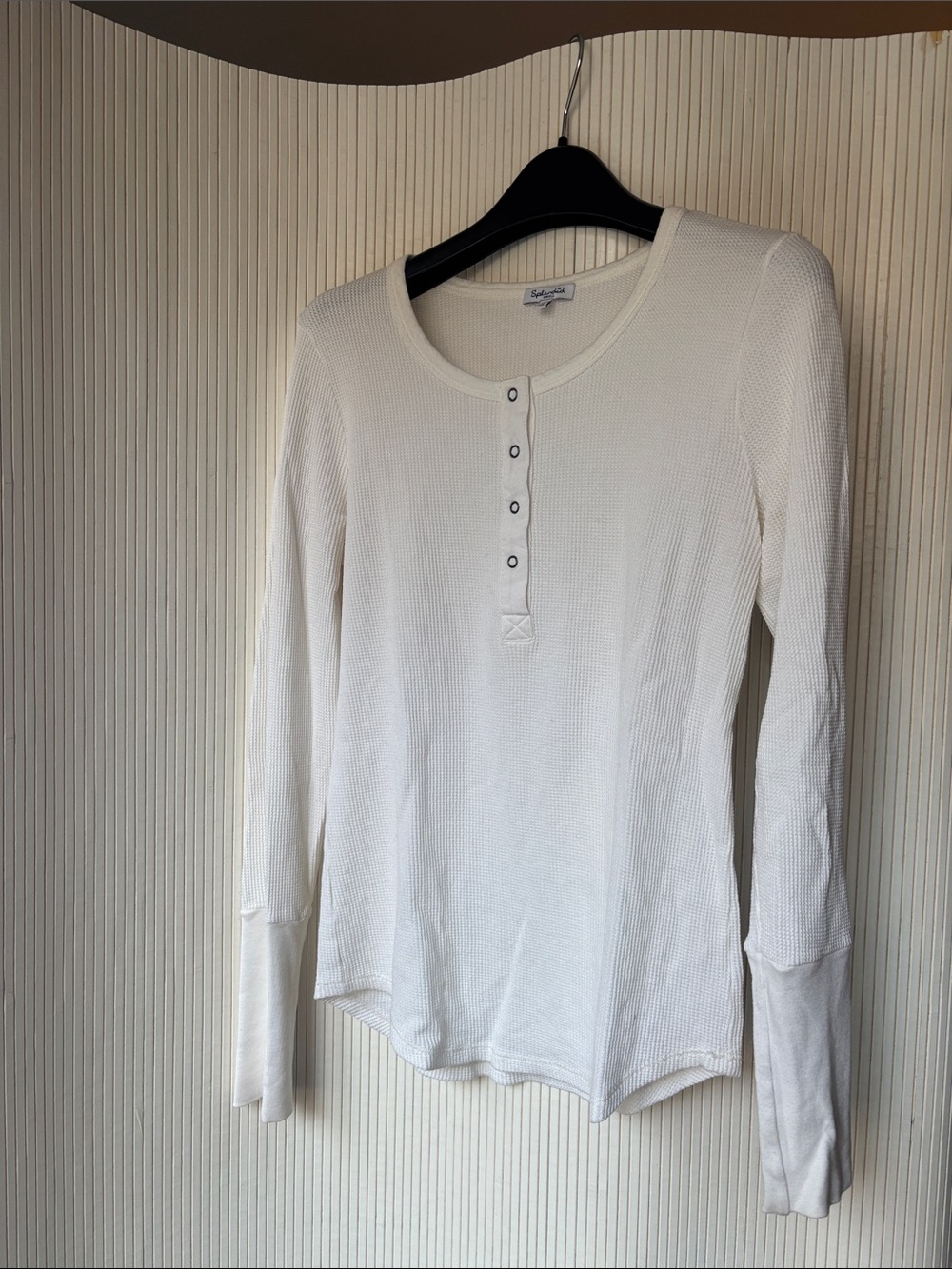 SPLENDID Thermal Henley Long Sleeve Top - white